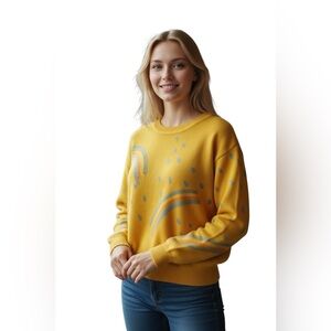 VTG DESSY COLLECTION Orange Crew Neck Sweater with Sequin Design Size Small rain